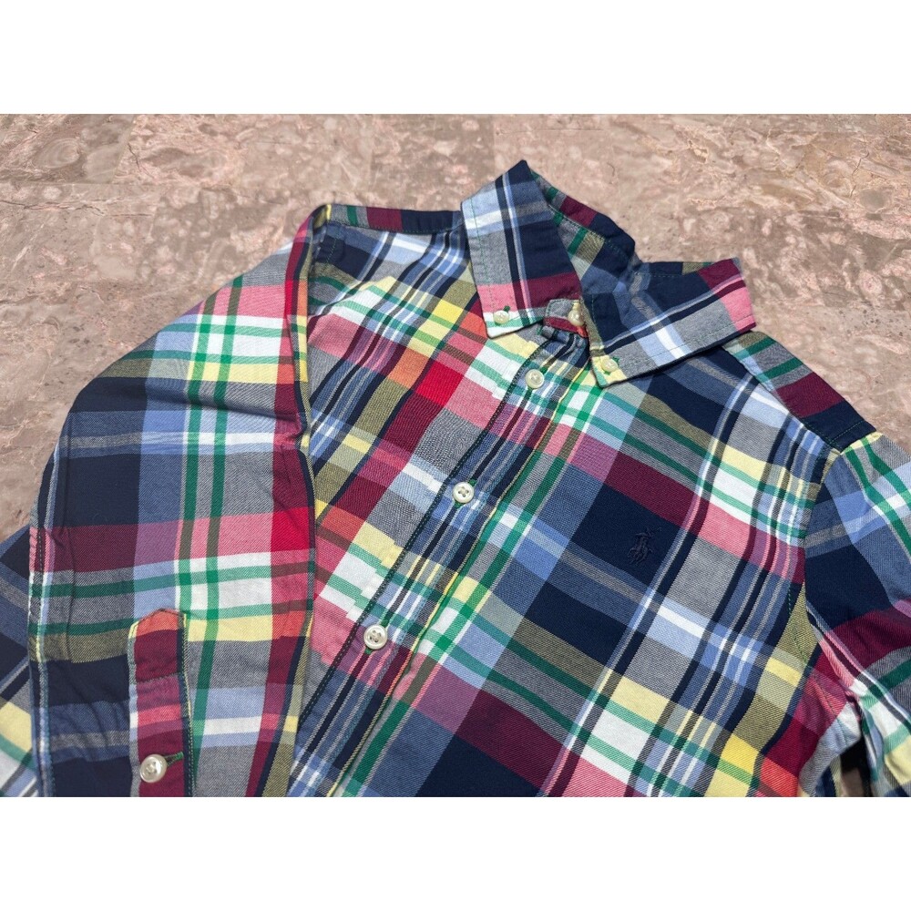 Polo Ralph Lauren Young Boy's Multicolor Plaid Long Sleeve Button Up, Boy Size 5